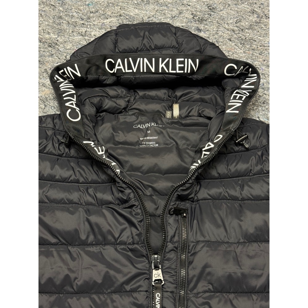 Calvin Klein Mens Puffer Jacket Black Hooded Water Resistant CMC51888 Medium - Picture 5 of 12